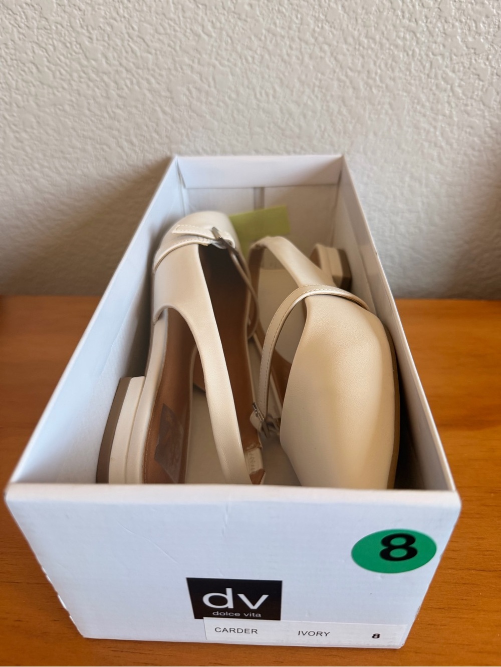 Dolce Vita Cream Pointed Slingback Flats with Buckle Strap - Picture 7 of 9